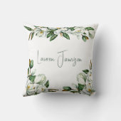 白フローラ緑 クッション (裏面)