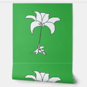 白フローラ緑 壁紙 (ほどく)