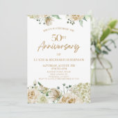 白フローラ花結婚50周年 招待状 (スタンド正面)