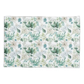 白フローラ花緑ユーカリエレガント 枕カバー (裏面)