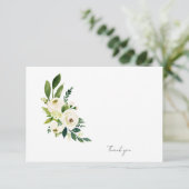 白フローラ葬式の死別モダン サンキューカード (スタンド正面)