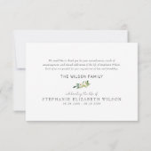 白フローラ葬式の死別モダン サンキューカード (裏面)