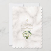 白フローラ金ゴールドスペインの1歳の誕生日バプテスマ 招待状 (裏面)