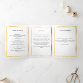 白フローラ金ゴールド写真三回葬儀プログラム 三つ折り案内状 (内部)