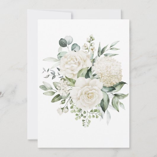 白フローラ金ゴールド幾何学緑結婚色 招待状 (裏面)