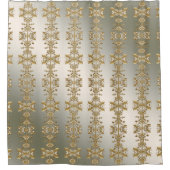 白フローラ金ゴールド華美シャワーカーテン シャワーカーテン (正面)