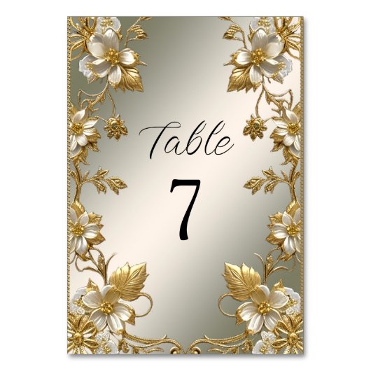 白フローラ金ゴールド華美テーブル番号 テーブルナンバー (正面)