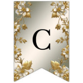 白フローラ金ゴールド華美バンティング国旗 バンティングフラッグ (第1の旗)