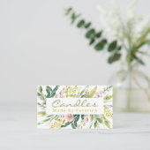 白フローラ開花手作りろうそくと大豆ワックスメルト 名刺 (スタンド正面)