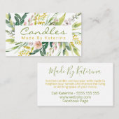 白フローラ開花手作りろうそくと大豆ワックスメルト 名刺 (正面/裏面)