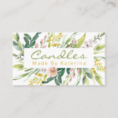 白フローラ開花手作りろうそくと大豆ワックスメルト 名刺 (正面)