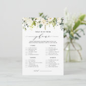 白フローラ電話のブライダルシャワー エンクロージャーカード (スタンド正面)