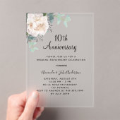 白フローラ10周年結婚が凍結した アクリル招待状 (インサイチュ (ポータブル))