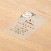 白フローラ10周年結婚が凍結した アクリル招待状 (レイダウン)