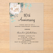 白フローラ10周年結婚が凍結した アクリル招待状 (正面)