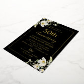 白フローラ50周年記念金ゴールド 箔招待状 (回転した状態)