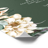 白フローラ |ダークグリーン結婚のドリンクの看板 ポスター (角)