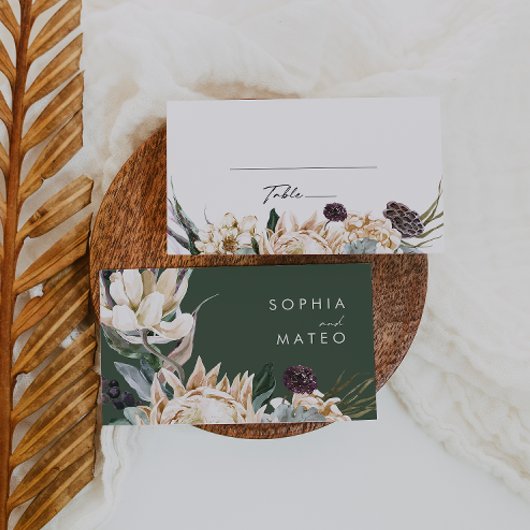 白フローラ |ダークグリーン結婚の座席表 プレイスカード