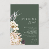 白フローラ |ダークグリーン結婚の願い事 エンクロージャーカード (正面)