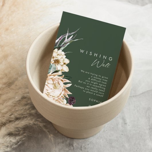 白フローラ |ダークグリーン結婚の願い事 エンクロージャーカード