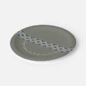 白フローラ パターン（の模様が）ある ペーパープレート (アングル)