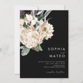 白フローラ |ブラックカジュアル結婚式招待状 招待状 (正面)