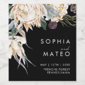 白フローラ |ブラック結婚のワインラベル ワインラベル (シングルラベル)