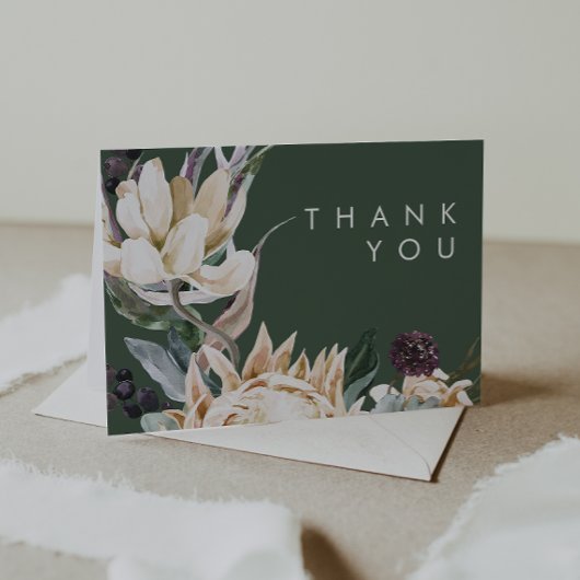 白フローラ |濃い緑のサンキューカード サンキューカード