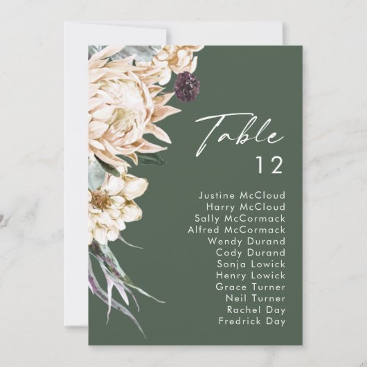 白フローラ |濃い緑の表の番号グラフ (正面)