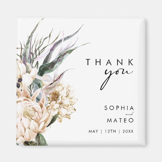 白フローラ |結婚式の引き出物磁石 マグネット (正面)