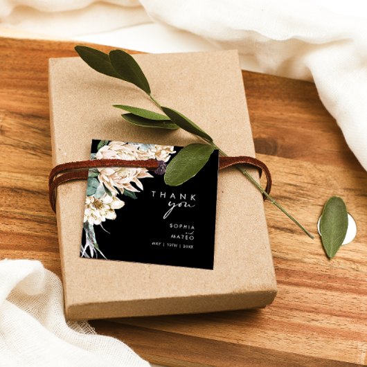 白フローラ | Black Thank Youメッセージカード フェイバータグ