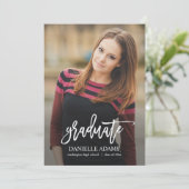 白ブラシ編集可能カラー卒業のお知らせ 案内状 (スタンド正面)