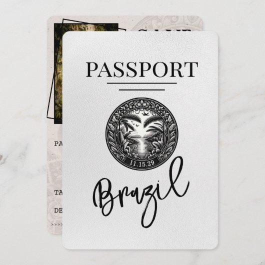 白ブラジルのパスポート日付の保存 セーブザデート (正面/裏面)