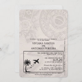 白ブラジル旅券結婚式招待状 招待状