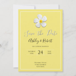 白プルメリアの花が黄色に救モダン付く 招待状