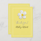 白プルメリアの花の黄色結婚は、感謝 招待状 (正面/裏面)