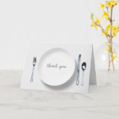 白プレートとシルバーウェア感謝していユー カード (黄色い花)