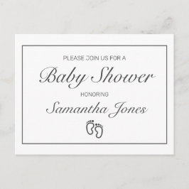 白ベビーシャワー告知招待状はがき ポストカード