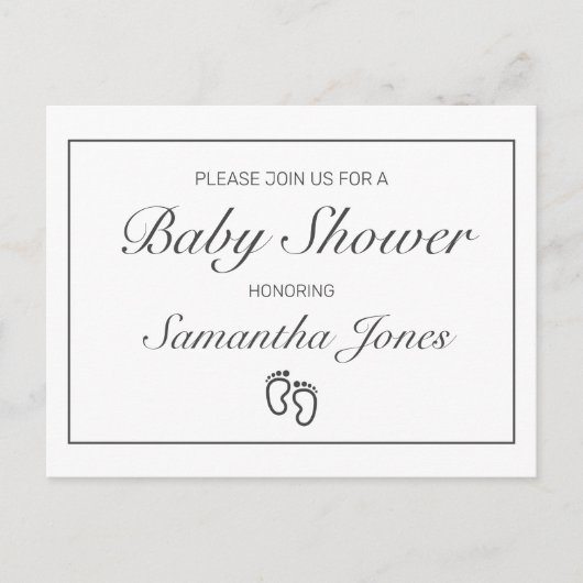 白ベビーシャワー告知招待状はがき ポストカード (正面)