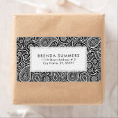 白ペイズリーカスタム黒の背景 ラベル (インサイチュ)