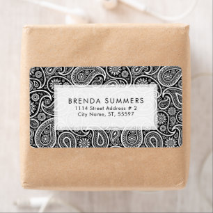 白ペイズリーカスタム黒の背景 ラベル