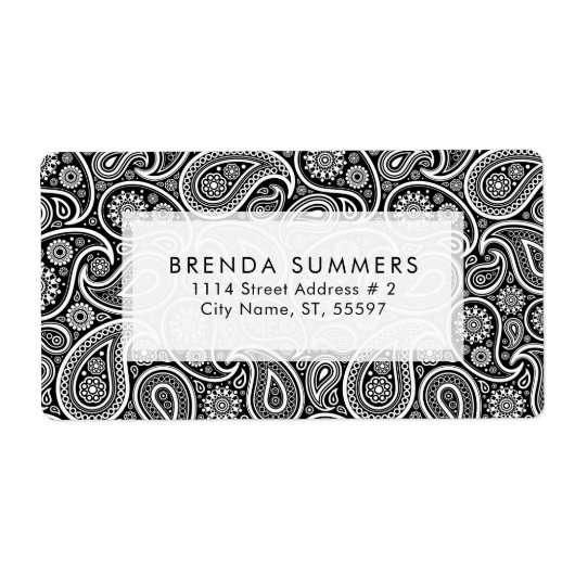 白ペイズリーカスタム黒の背景 ラベル (正面)