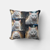 白ペルシャふわふわの猫写真コラージュ クッション (正面)