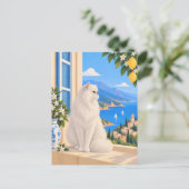 白ペルシャ地中海猫 ポストカード (スタンド正面)