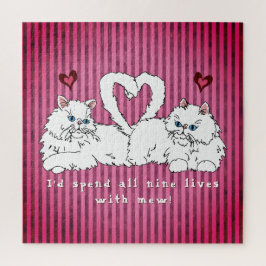 白ペルシャ猫とハートバレンタイン ジグソーパズル