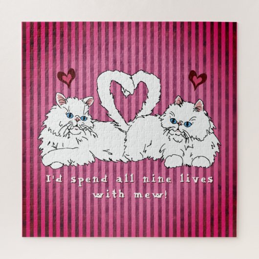 白ペルシャ猫とハートバレンタイン ジグソーパズル (縦)
