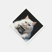 白ペルシャ猫のユーモア スタンダードカクテルナプキン (角)