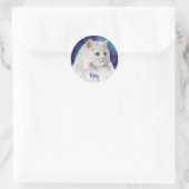 白ペルシャ猫の名パーソナライズされた前ステッカスタムカー ラウンドシール (バッグ)