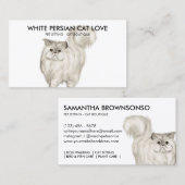 白ペルシャ猫の水彩画イラスト 名刺 (正面/裏面)