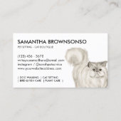 白ペルシャ猫の水彩画イラスト 名刺 (裏面)